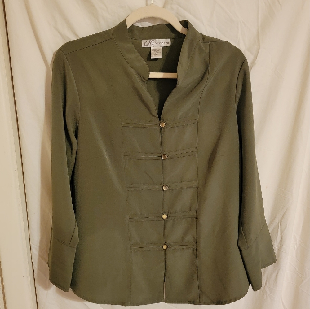 Dress Barn Green Long Sleeved Blouse Size XL